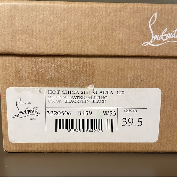🚫sold on 3b@y🚫Christian Louboutin Hot Chick Alta 120 Patent Slingback Pumps 38.5 - Picture 13 of 15